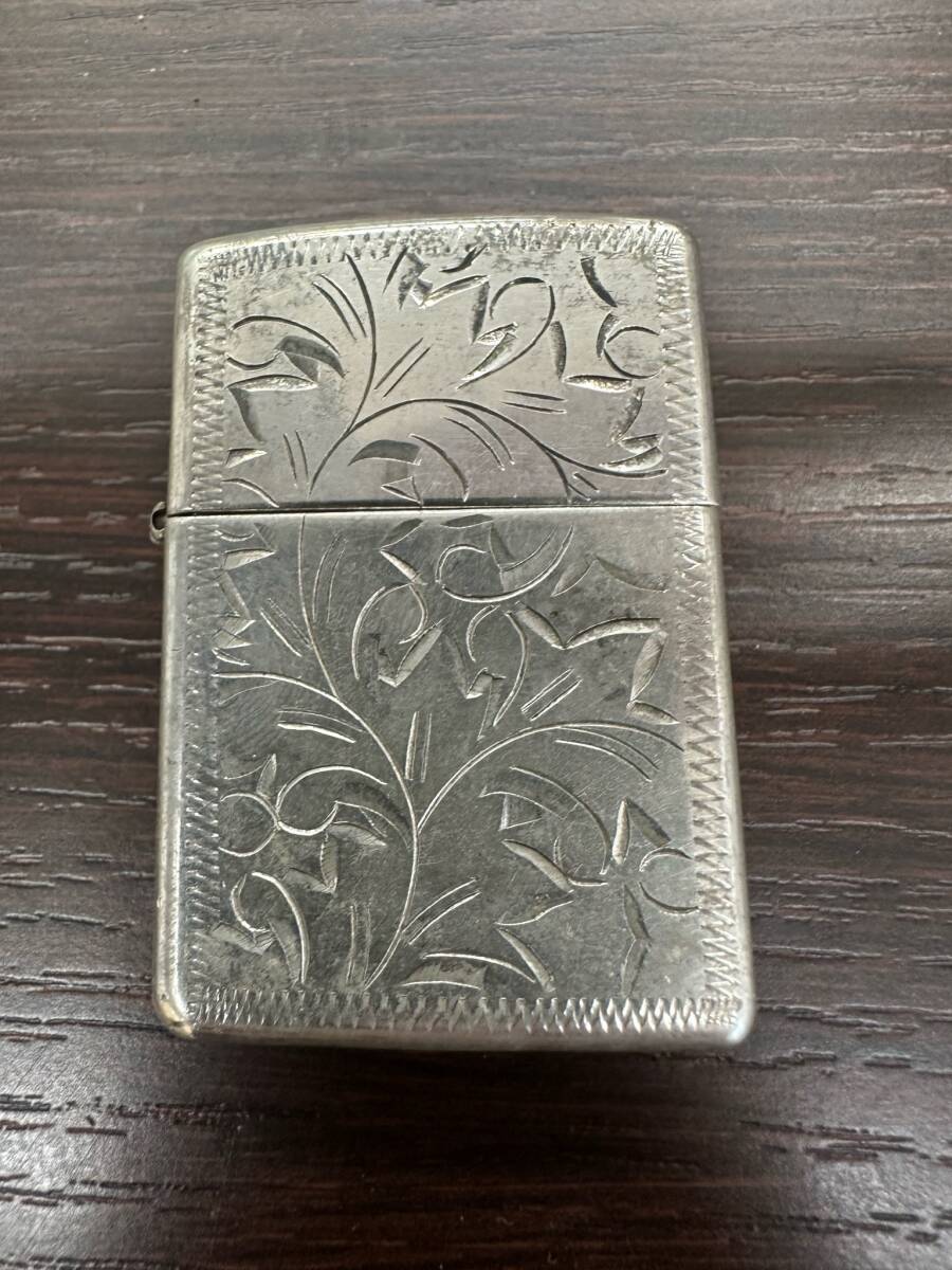 #5737　ZIPPO ジッポ ジッポライター STERLING SILVER スターリングシルバー 2004年製　彫加工　火花確認済み_画像2