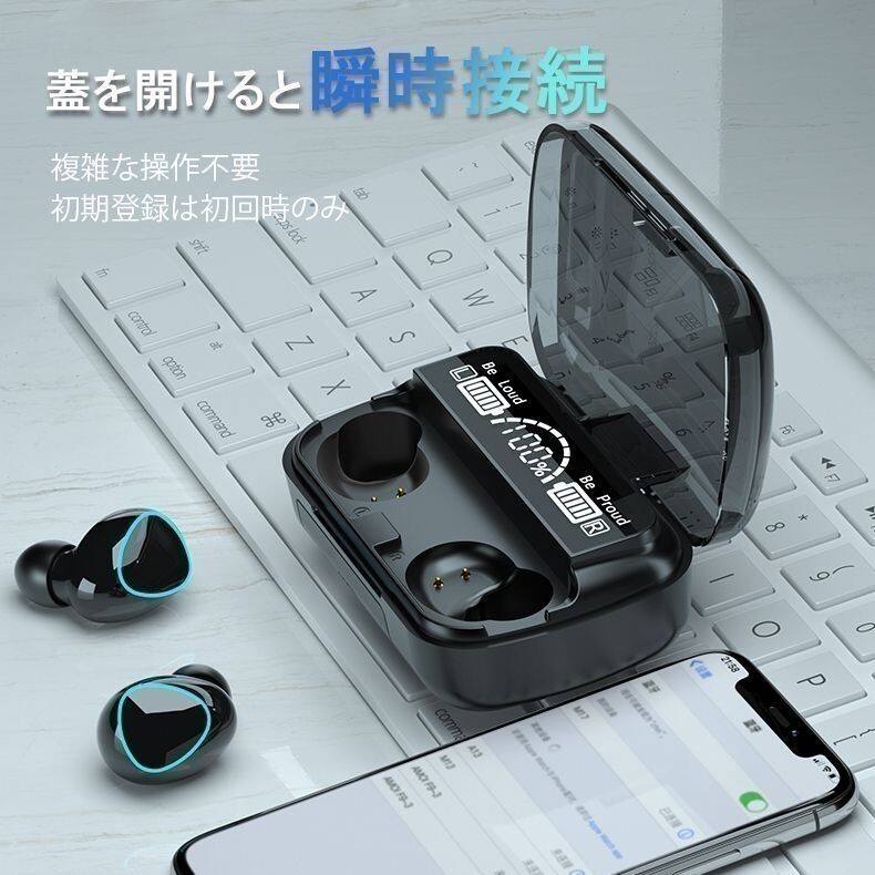 2024新　Bluetooth5.3 ワイヤレスイヤホン ブルートゥースイヤフォン　Hi-Fi音質　イヤフォン マイク内蔵 IPX7防水　bluetoothイヤホン