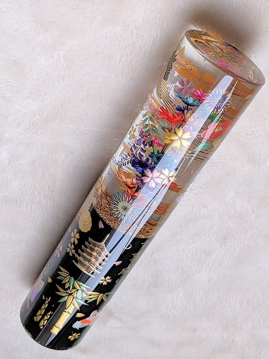  rare underwater flower shift knob whole surface decoration 203mm special order deco truck old car truck .. underwater flower shift knob kami on Showa era custom at that time 