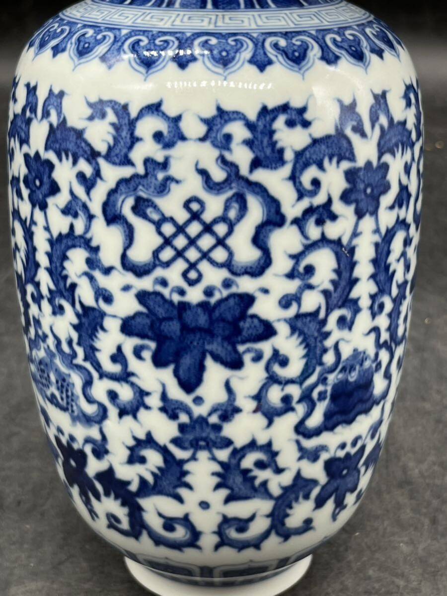 r6050235 中国 古美術 花瓶 染付 置物 花入 在銘 大清乾隆年製の画像6