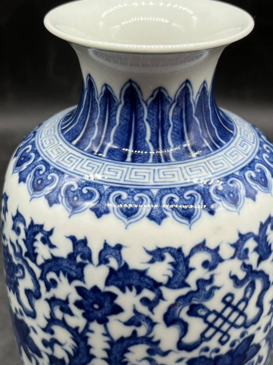 r6050235 中国 古美術 花瓶 染付 置物 花入 在銘 大清乾隆年製の画像5