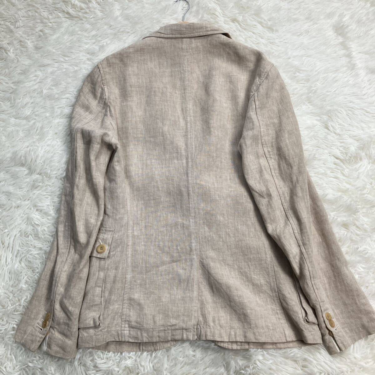 [ summer. stylish ] finest quality linen100% EDIFICE tailored jacket single Anne navy blue 44 S beige Edifice summer jacket flax 100 ventilation 