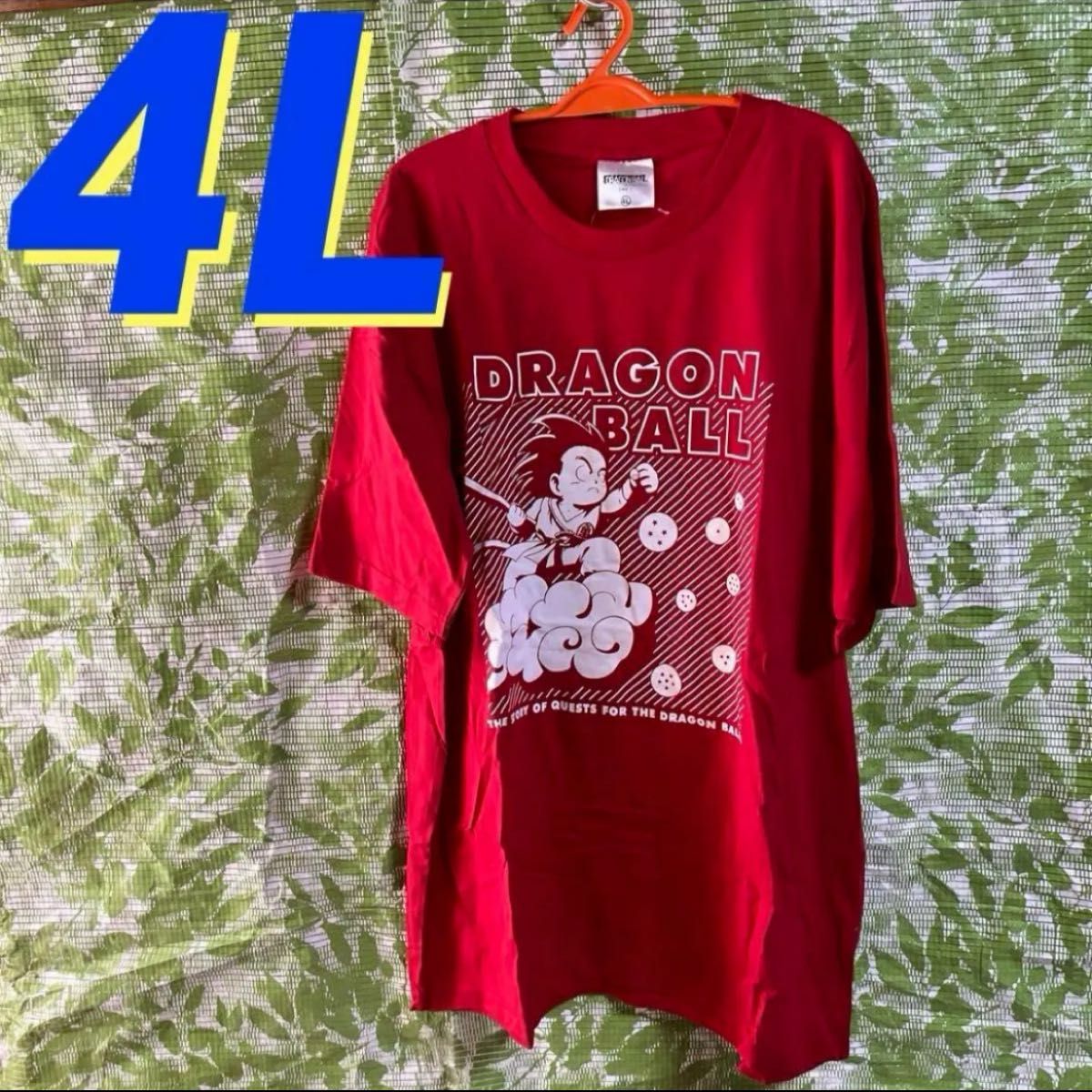 4L●ドラゴンボール★メンズプリントTシャツ★赤★孫悟空/少年期