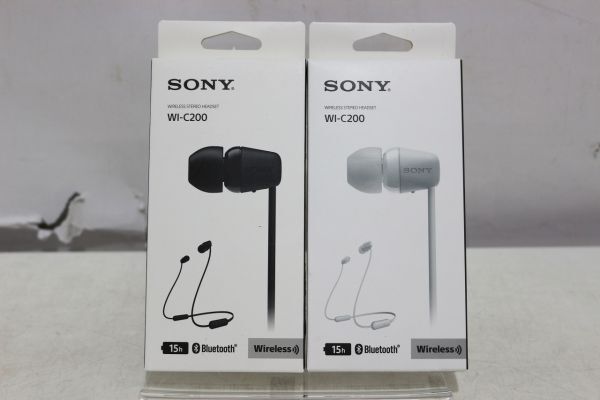 D436H 094 SONY ソニー ワイヤレスイヤホン WI-C200 ブラック ホワイト 計2個セット 未開封 未使用の画像1