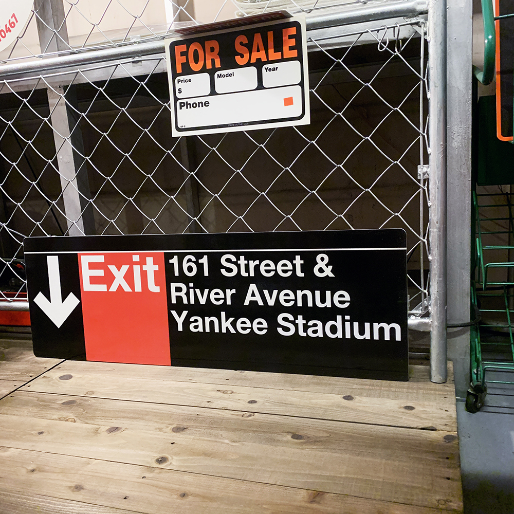 * article limit liquidation special price *BIG size width approximately 90cm*EXITyan key Stadium * New York ground under iron station aluminium guide signboard replica *MADE IN USA*