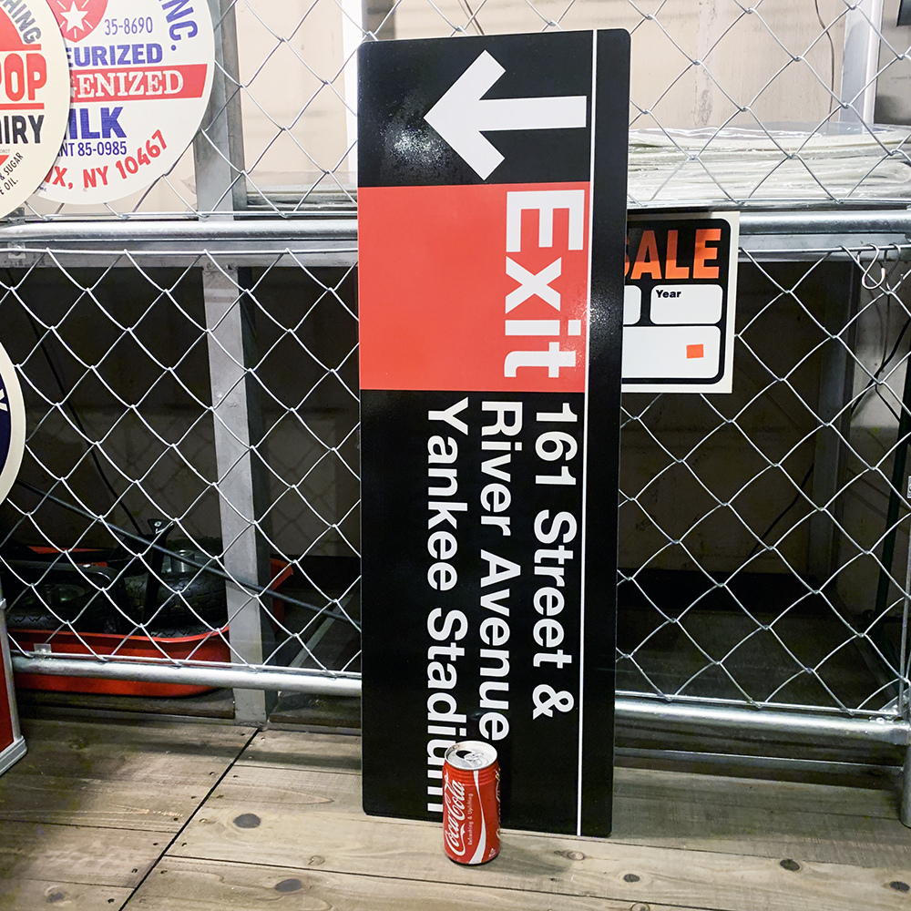 * article limit liquidation special price *BIG size width approximately 90cm*EXITyan key Stadium * New York ground under iron station aluminium guide signboard replica *MADE IN USA*