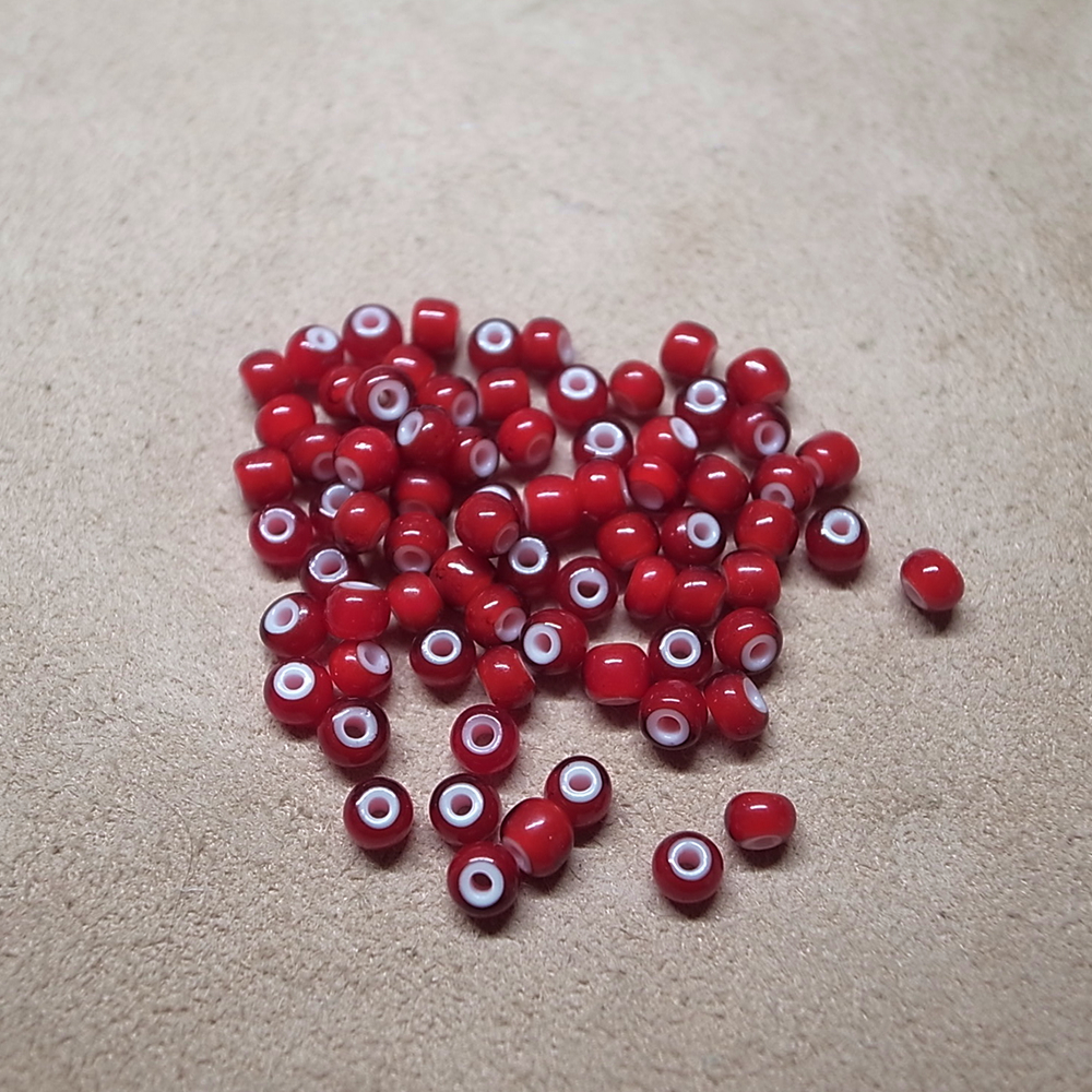 大人気!! 特価 5mm チェコホワイトハーツビーズ ネックレス45- 濃赤/ 5mm CZECH WHITE HEARTS BEADS NECKLACE45-DEEP RED_画像4