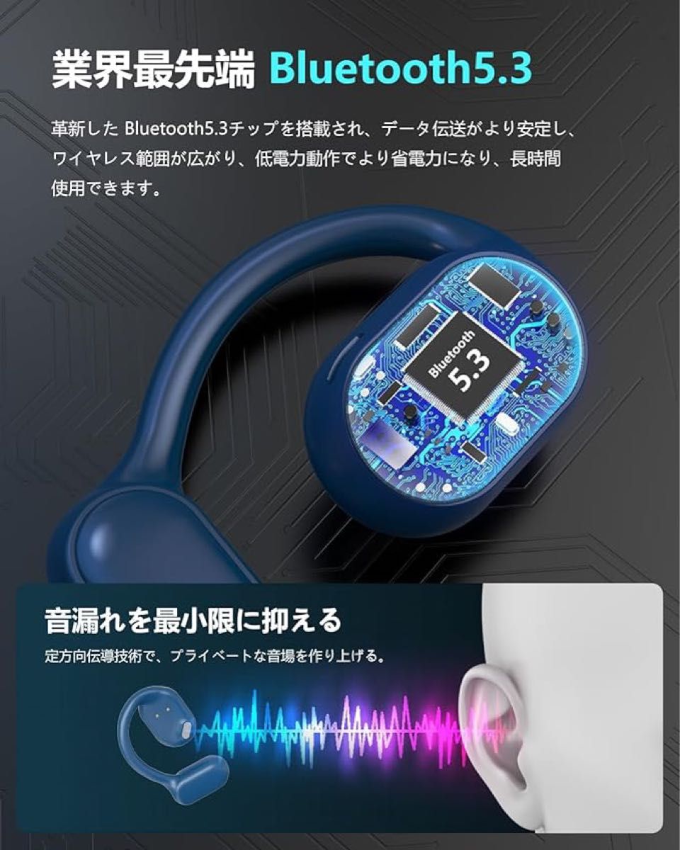 ながら聴きイヤホン ワイヤレスイヤホン 耳掛け式 耳を塞がないイヤホン 非骨伝導イヤホン Bluetooth5.3 マイク付き
