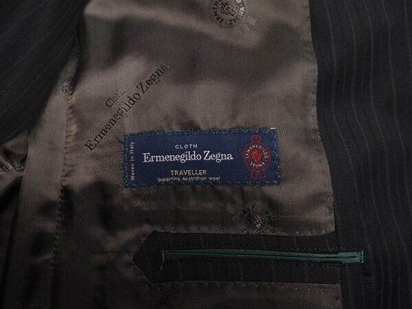 新品17.3万円 大手百貨店扱い 10マンス『Ermenegildo Zegna ゼニア TRAVELLER 伊製生地』ウール100% ストライプ スーツA6黒(A) 1513081_画像6