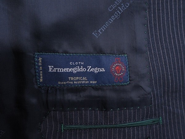 新品19.5万円 大手百貨店扱い 春夏『Ermenegildo Zegna ゼニア TROPICAL 伊製生地』ウール100% ツーパンツスーツYA6紺(C) 1511862_画像6