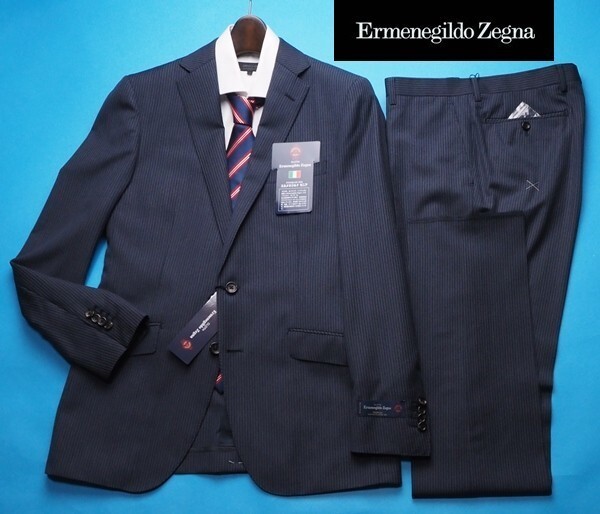 新品19.5万円 大手百貨店扱い 春夏『Ermenegildo Zegna ゼニア TROPICAL 伊製生地』ウール100% ツーパンツスーツYA5紺(C) 1511862_画像1