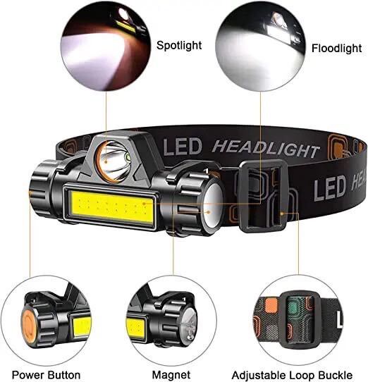 LED ヘッドライト 2個 USB 釣り アウトドア 軽量 小型 キャンプ