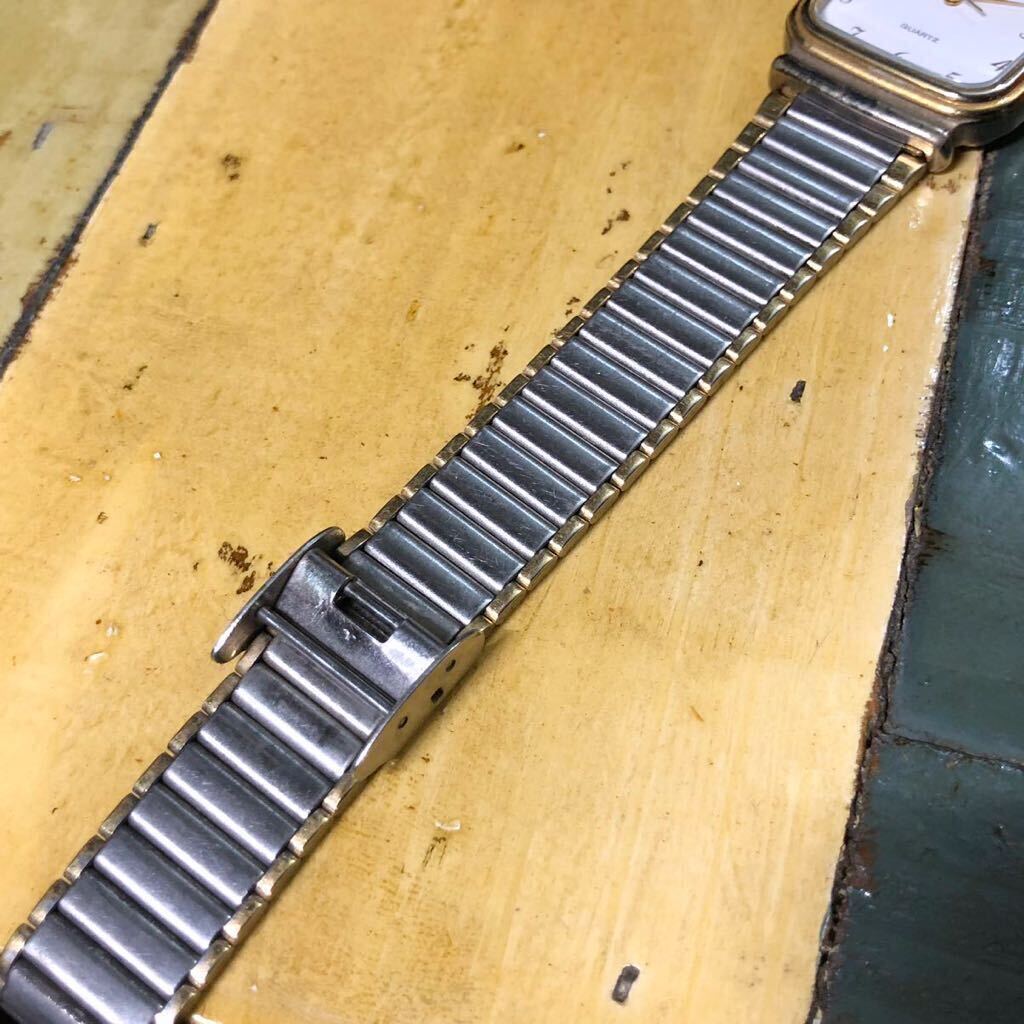 【即決/送料無料】 SEIKO ALBA V321-5120 vintage セイコーアルバ レクタンギュラー クォーツ コンビカラードレスウォッチ 中古腕時計 _画像5