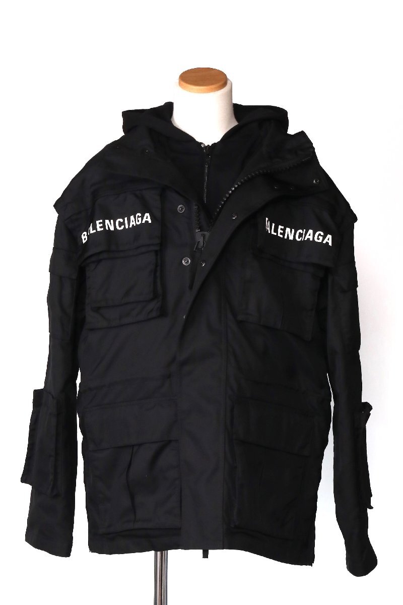 バレンシアガ オールインパーカージャケット M-65 TYPE ブラック サイズL ユニセックス BALENCIAGA 746450 TOO32 1000 BLACK UNISEX/新品_画像5