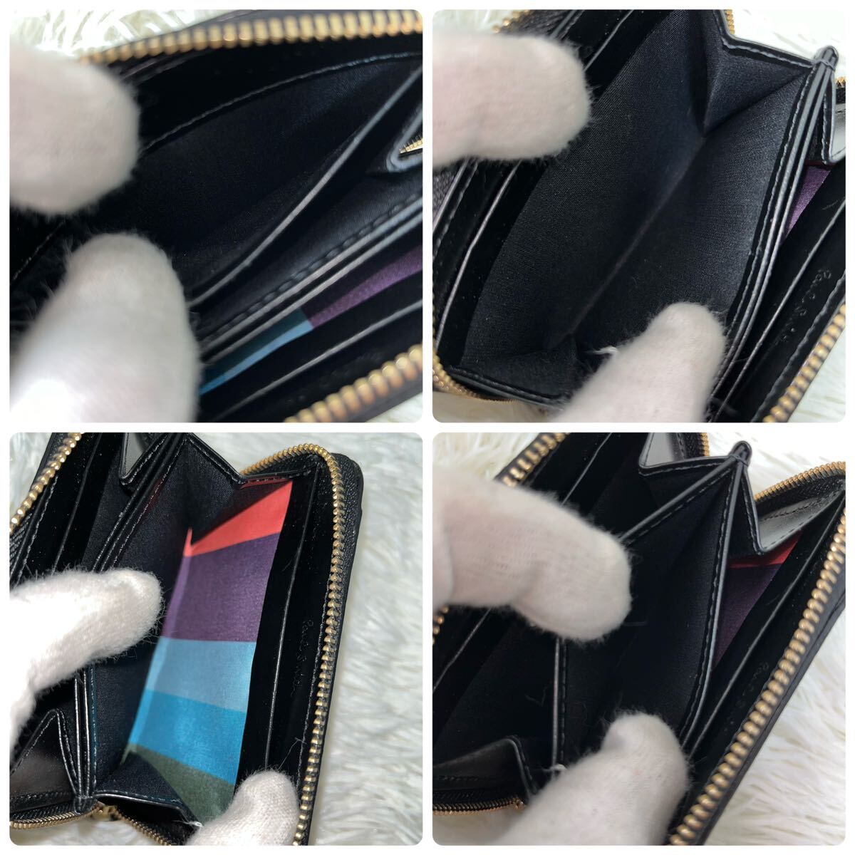 1円〜　極美品　PaulSmith ポールスミス　ラウンドファスナー　マルチストライプ　金ロゴ　コインケース　小銭入れ　希少　定期入れ_画像7