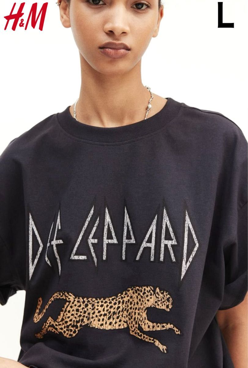 新品 H&M レオパード DEF LEPPARD Tシャツ L