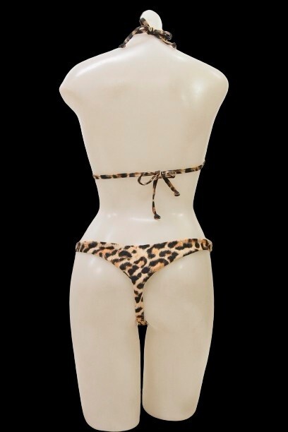 r1_7187k * outside fixed form delivery * frill attaching triangle bikini & ultra T-back Leopard pattern is ikatto bikini size L