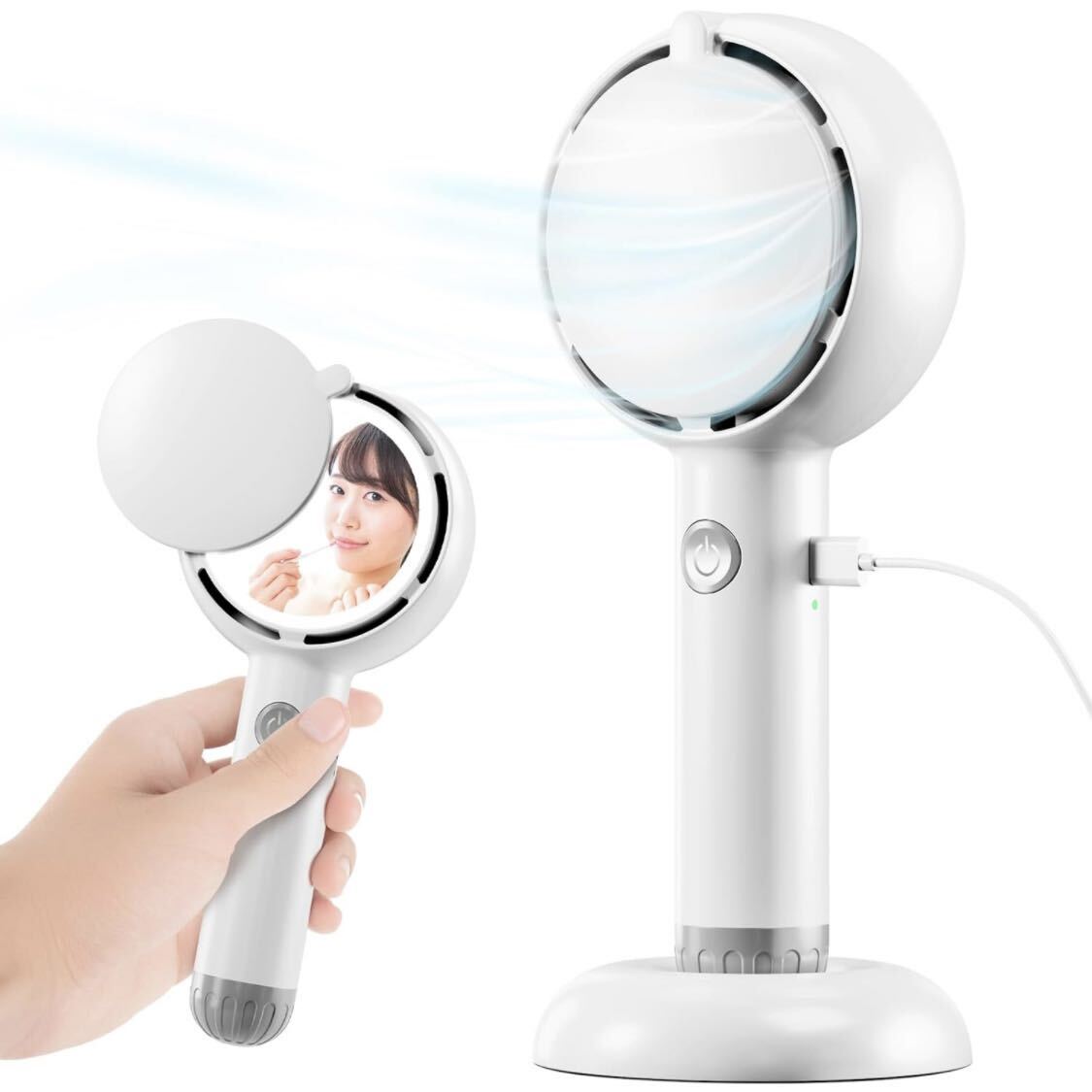  handy fan mirror LED light attaching make-up portable light weight light white white 