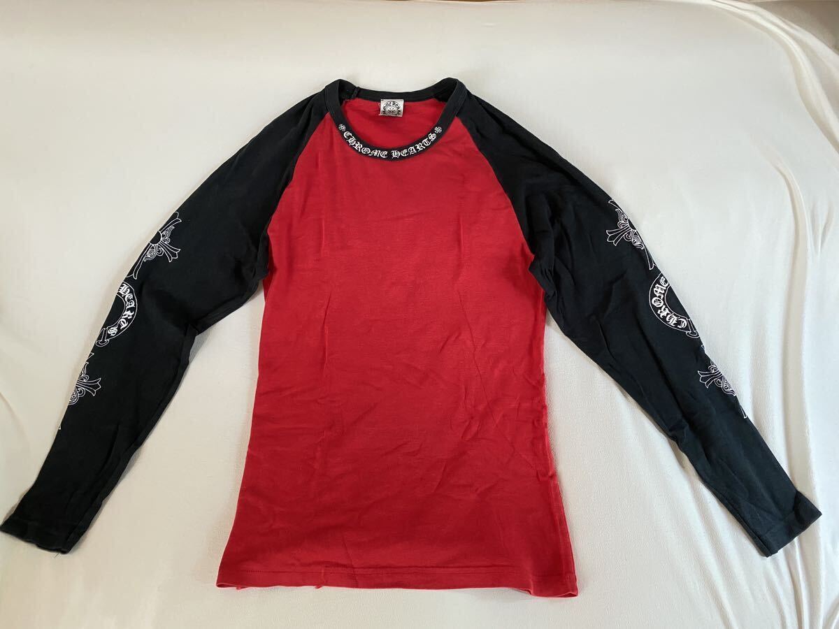  Old Chrome Hearts Baseball long T red × black CHROME HEARTS size L