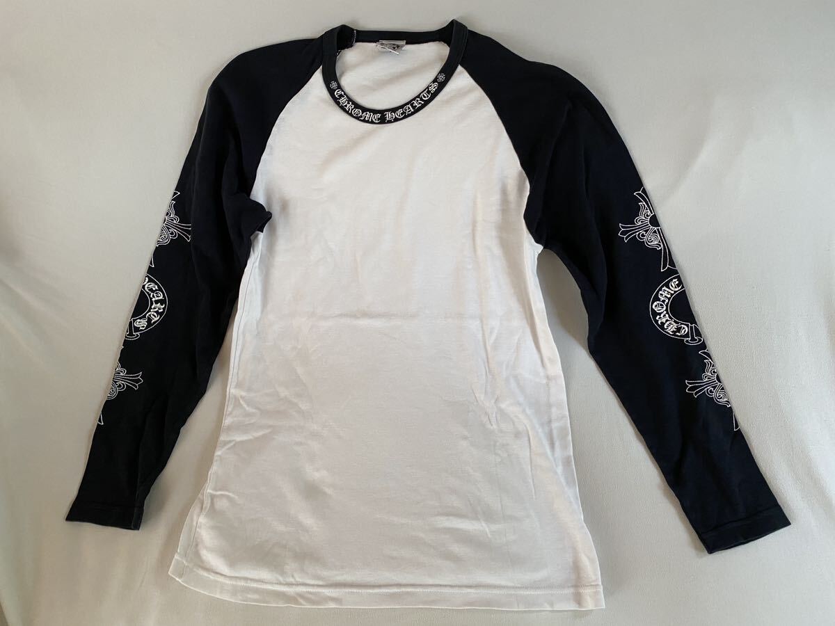  Old Chrome Hearts Baseball long T white × black size L CHROME HEARTS