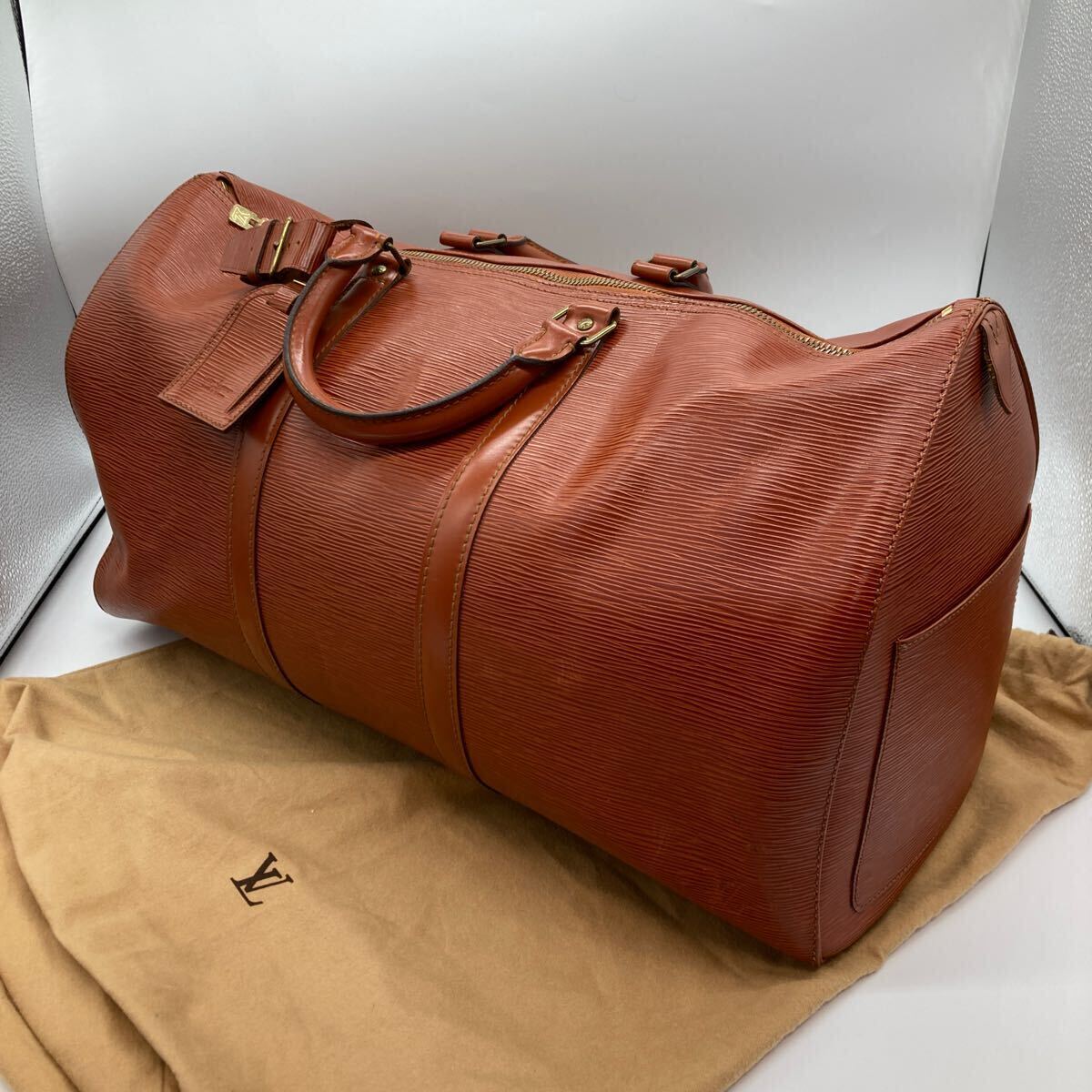 美品　保存袋付き　ルイヴィトン ボストンバッグ LOUIS VUITTON エピ キーポル50 ブラウン　M42968 旅行カバン　トラベルバッグ　大容量_画像1