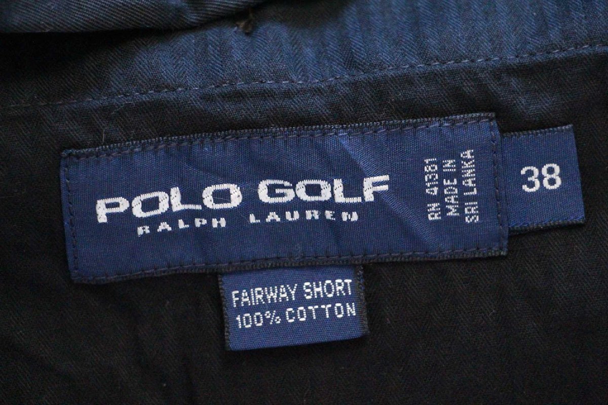 ★00s POLO GOLF ラルフローレン FAIRWAY SHORT ツータック コットン チノ ショートパンツ 黒 38★ショーツ オールド ゴルフ ブラック_画像5