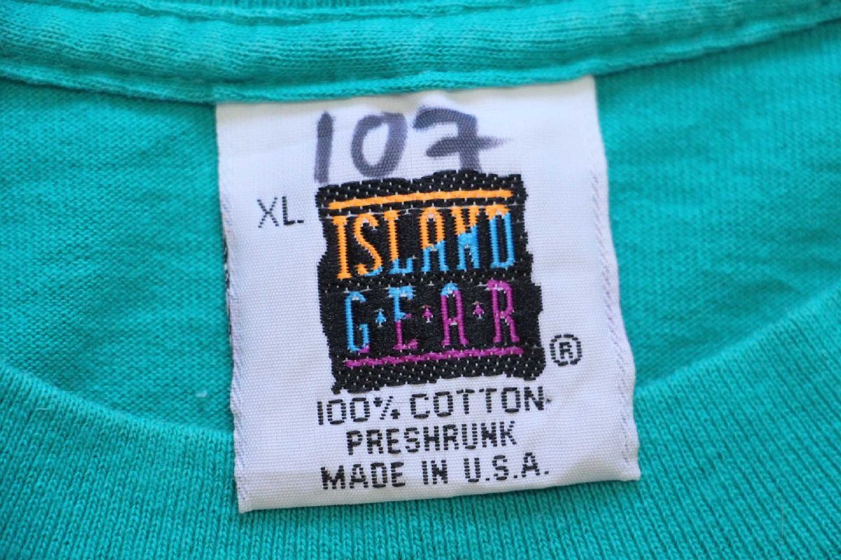 ★90s USA製 HILTON HEAD ISLAND SC 貝 ヒトデ クラゲ コットンTシャツ エメラルドグリーン XL★オールド ビンテージ オーバーサイズ_画像4