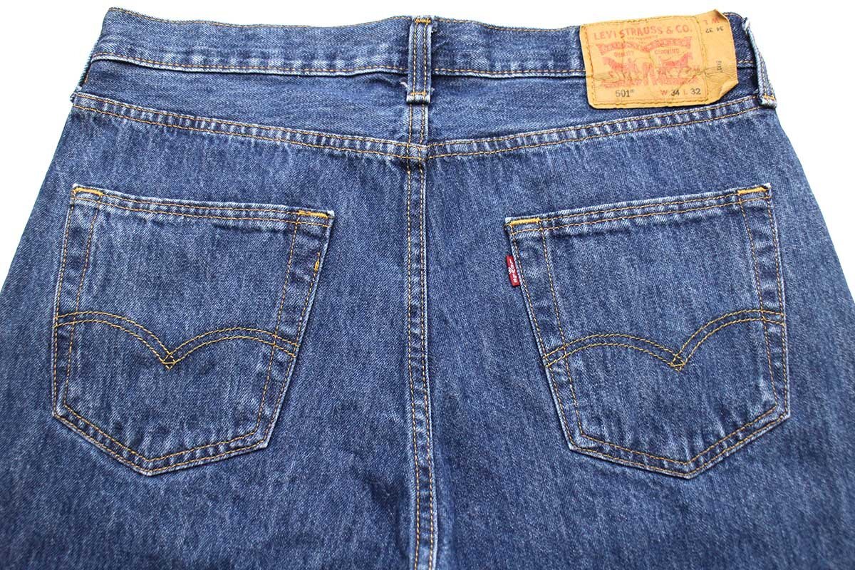 ★Levi'sリーバイス 501 デニムパンツ w34 L32★SDP2726 ジーンズ ストレート 濃紺 縦落ち 66 前期 シングル_画像5