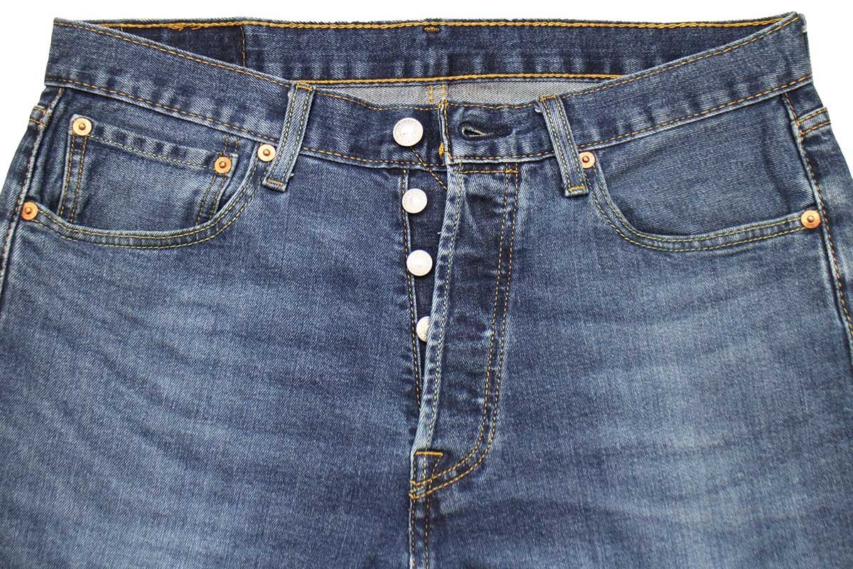 ★Levi'sリーバイス 501 USED加工 ストレッチ デニムパンツ w32 L32★SDP2714 ジーンズ ストレート ヒゲ 縦落ち 66 前期 シングル_画像4