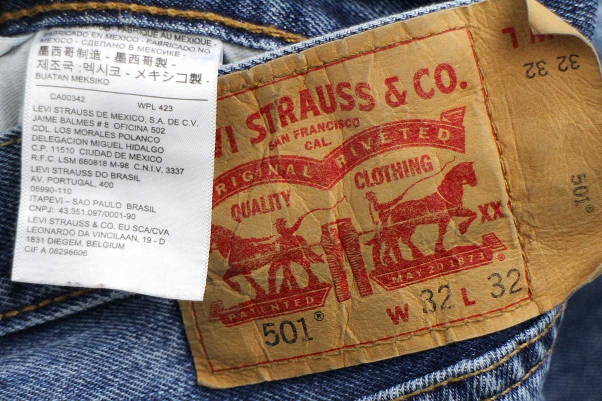 ★メキシコ製 Levi'sリーバイス 501 デニムパンツ w32 L32★SDP2716 ジーンズ ストレート 縦落ち ヒゲ 66 前期 シングル_画像6