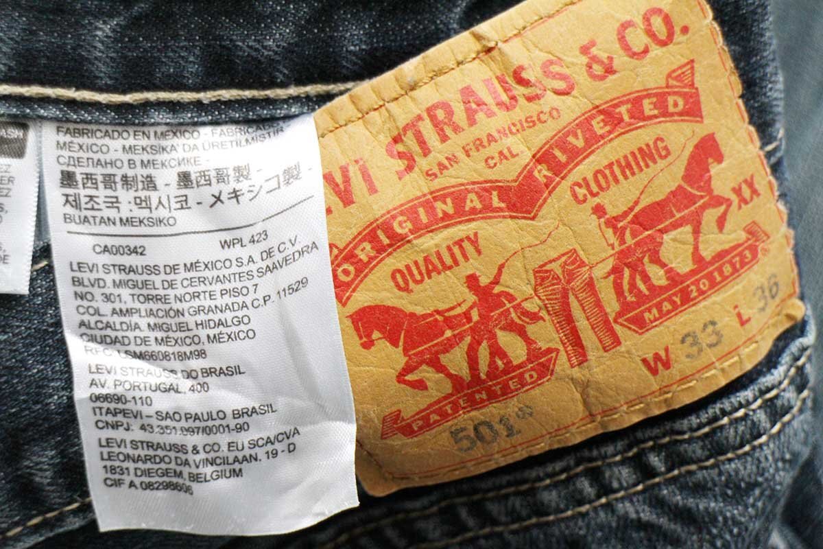 ★メキシコ製 Levi'sリーバイス 501 デニムパンツ w33 L36★SDP2738 ジーンズ ストレート ダークウォッシュ 縦落ち 66 前期 シングル_画像6