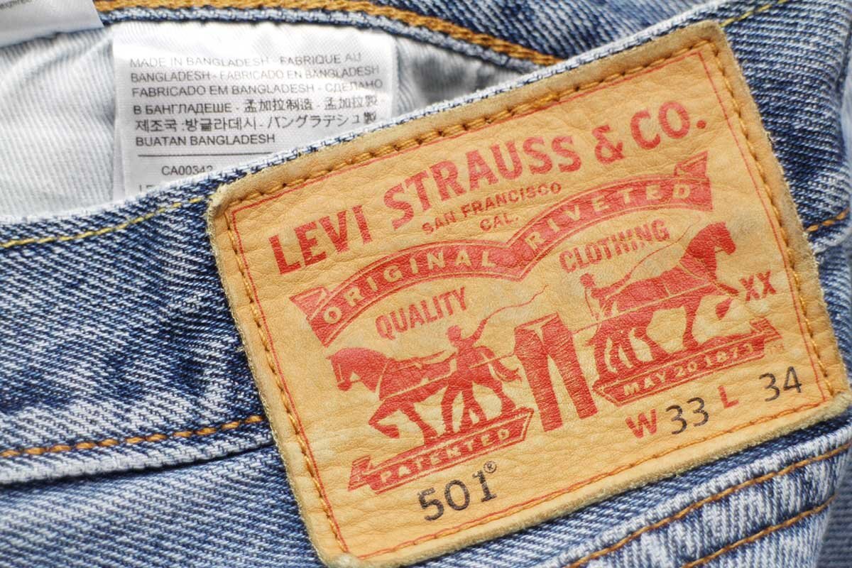 ★Levi'sリーバイス 501 デニムパンツ w33 L34★SDP2752 ジーンズ ストレート 縦落ち 66 前期 シングル レザーパッチ_画像6