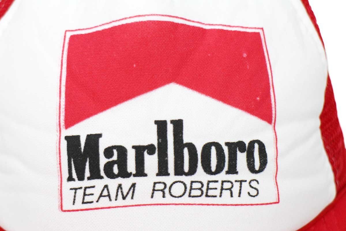 ★90s Marlboro TEAM ROBERTS マルボロ ロゴ ツートン 切り替え メッシュキャップ 赤×白★オールド タバコ シガレット 赤マル レーシング_画像5