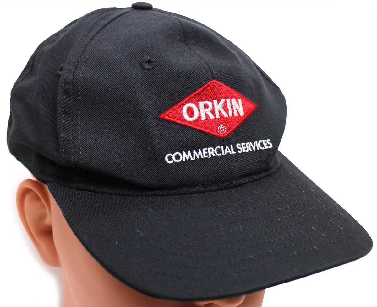 ★90s USA製 ORKIN COMMERCIAL SERVICES ロゴ刺繍 キャップ チャコールグレー L★オールド ビンテージ 企業 害虫駆除_画像1