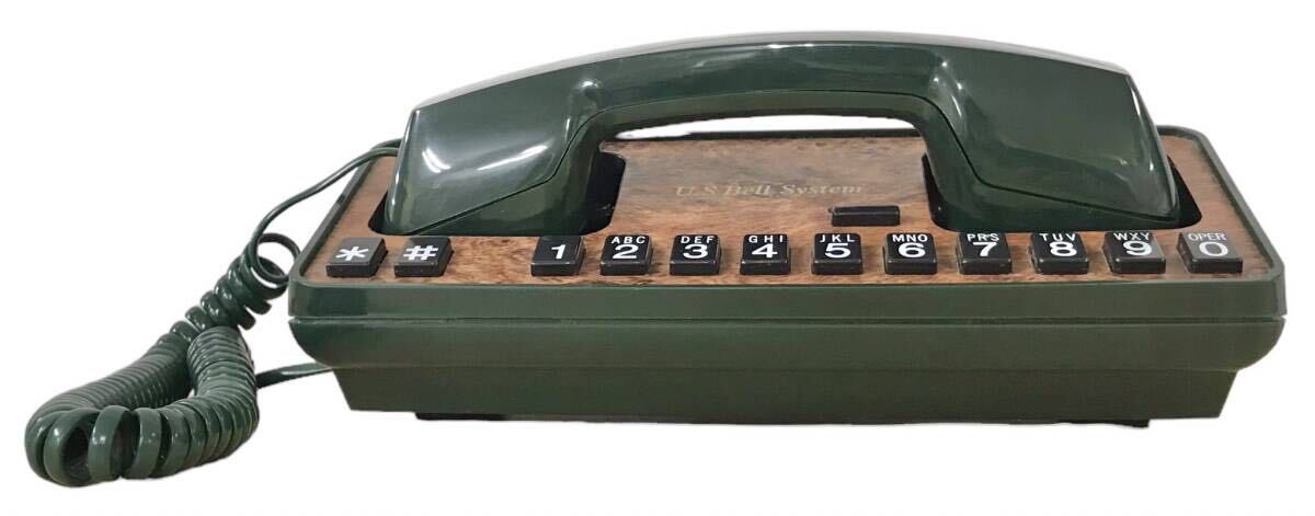 HFD1272 * beautiful goods * retro telephone US BELL SYSTEM green wood grain EL-067