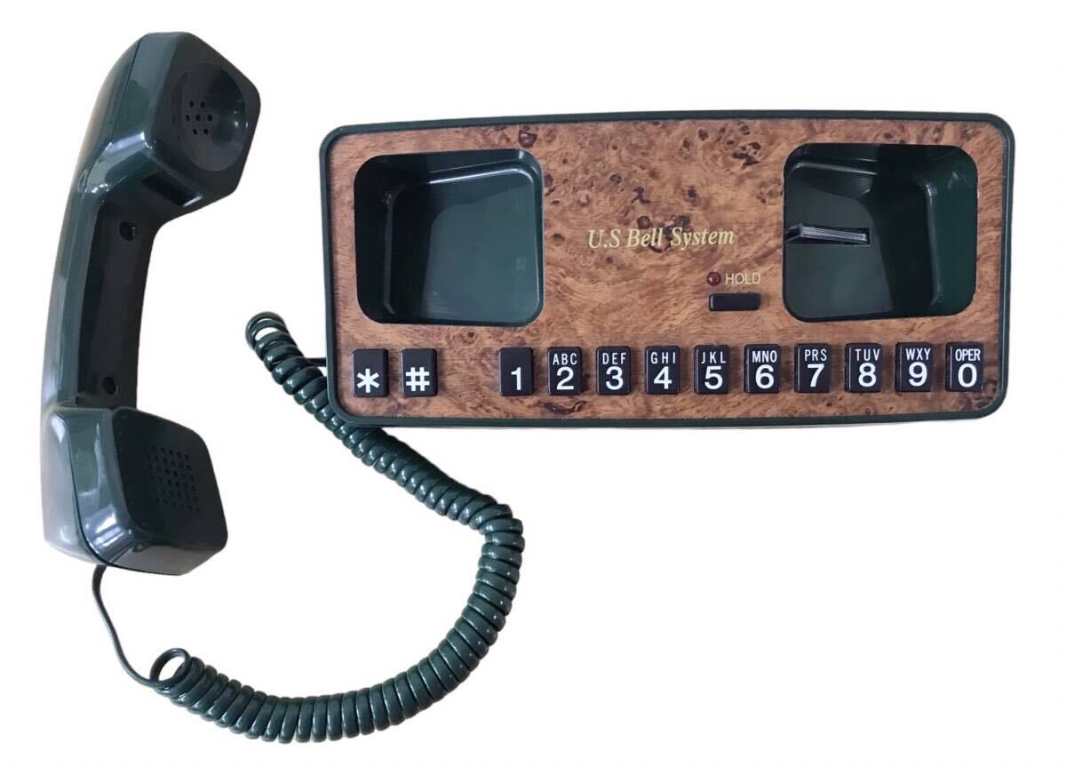 HFD1272 * beautiful goods * retro telephone US BELL SYSTEM green wood grain EL-067