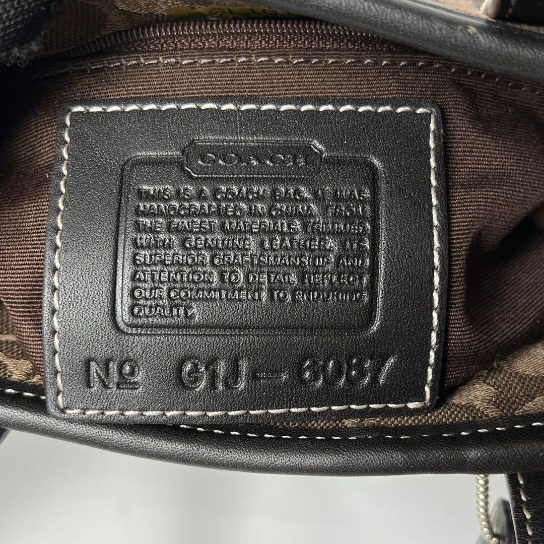 【美品】COACH コーチ ハンドバッグ ミニトート シグネチャー ブラウン 黒