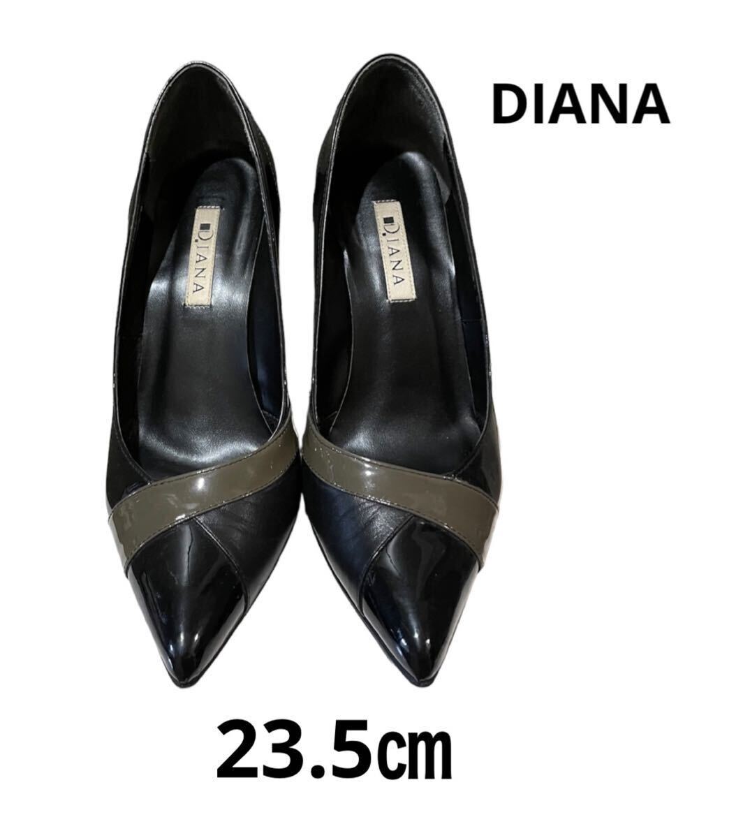 ダイアナ DIANA パンプス ブラック　ポインテッドトゥ ハイヒール　23.5㎝ シンプル　定番　靴　黒　レディース　中古_画像1