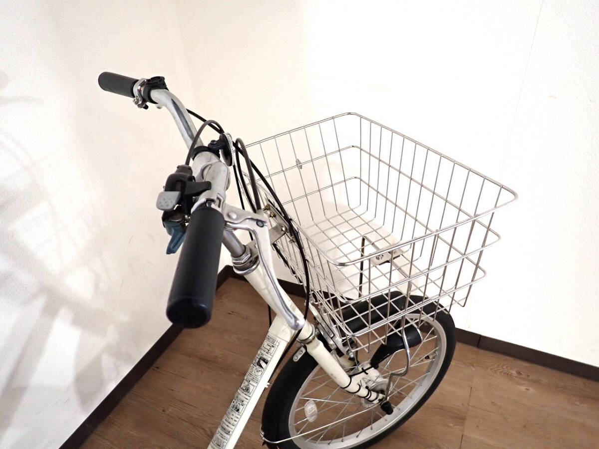 中古 自転車 MUJI HJUL033B・T 無印良品 20型 ワイヤーロック付き 5桁ダイヤル チェーンロック サイクリング コンパクト ホワイト 戸田市_画像7