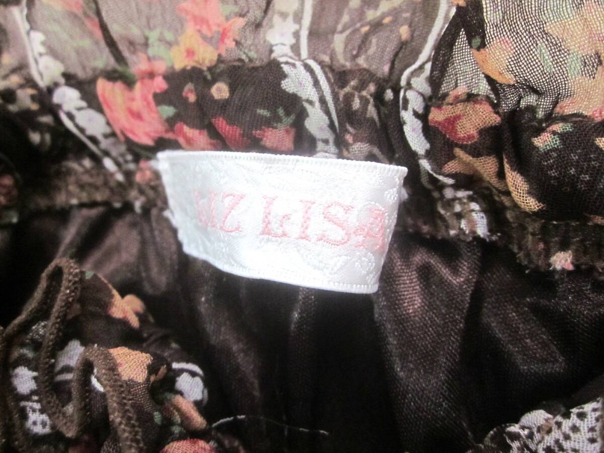 LIZ LISA リズリサ フリル レース 半袖 チュニック シアー素材 花柄 総柄 レディース フリーサイズ ブラウン 6103_画像4