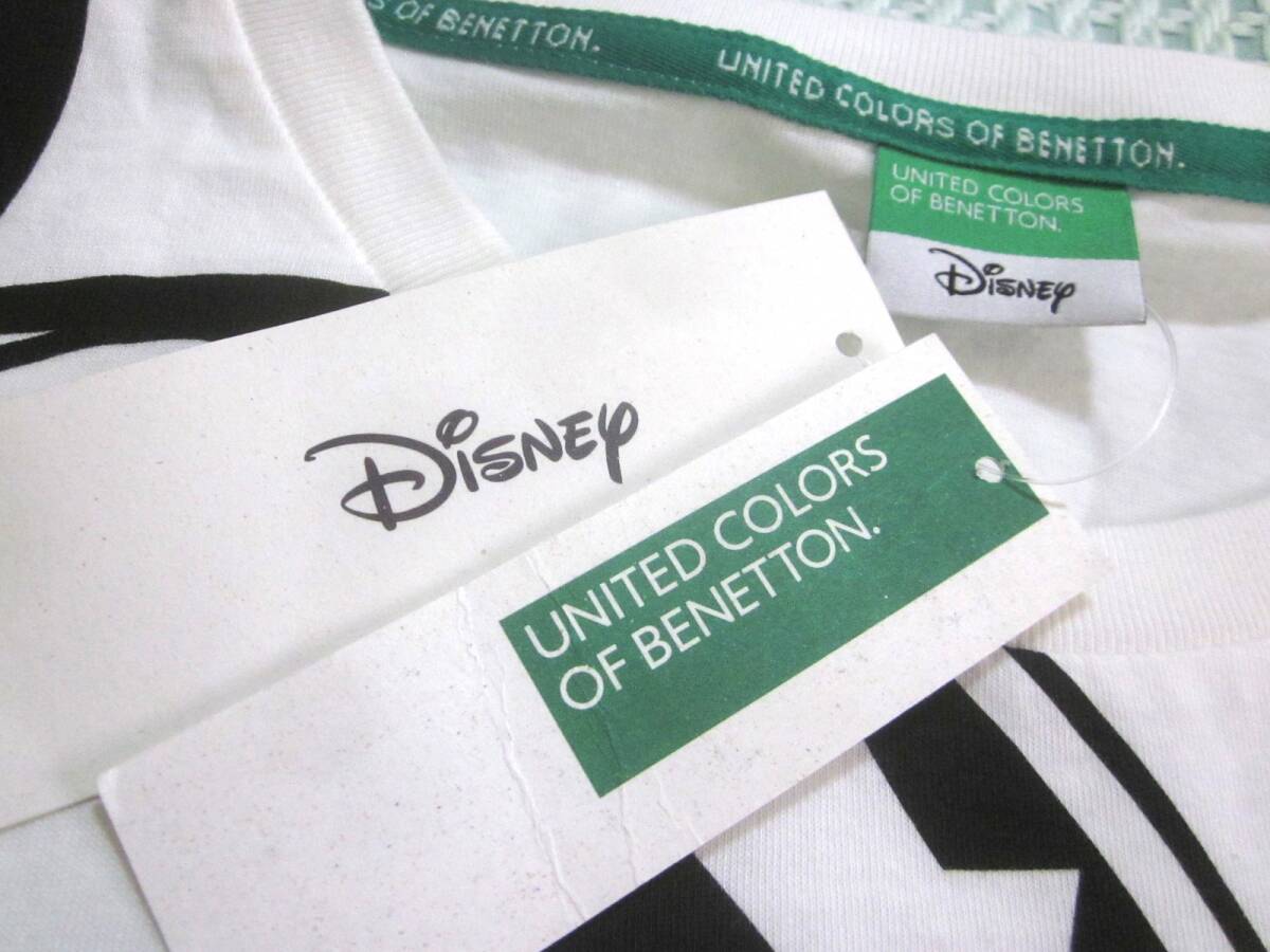 6009円タグ付き 未使用 ベネトン BENETTON × Disney コラボ 半袖 Tシャツ XS 155/80 白 ミッキーマウス ディズニー 6735_画像3
