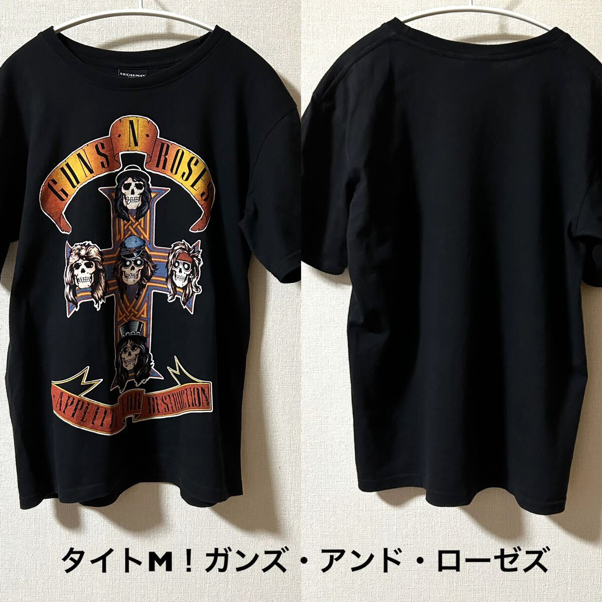 タイトMサイズ！ガンズ・アンド・ローゼズGuns N' Roses 古着半袖Tシャツ 黒 ロックTシャツ バンドTシャツ ブラック プリントTシャツ _画像1