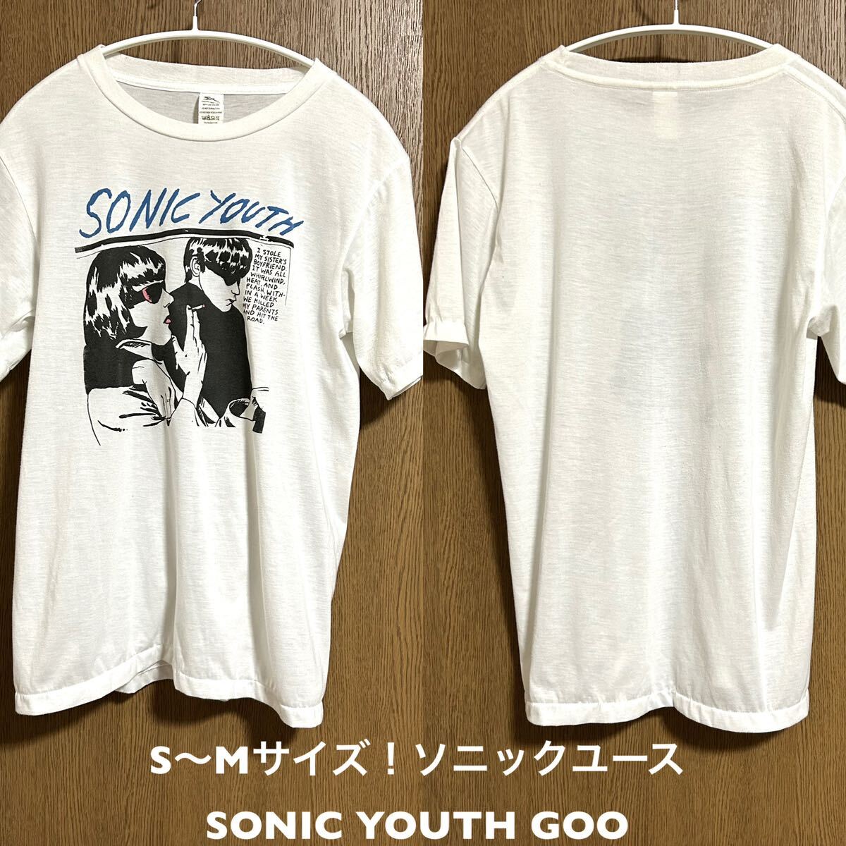 S〜Mサイズ ソニックユース 古着半袖Tシャツ 白 SONIC YOUTH GOO S〜Mサイズ ソニックユース 古着半袖Tシャツ 白 SONIC YOUTH GOO