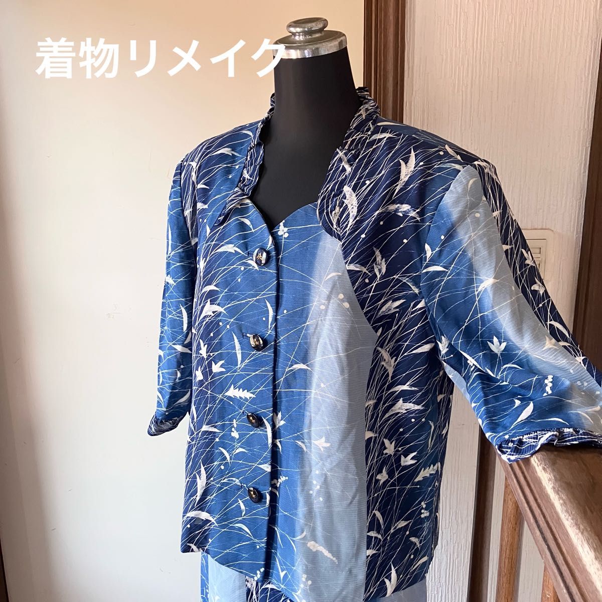used  着物リメイク  正絹絽着物から作った七分袖ブラウスジャケット