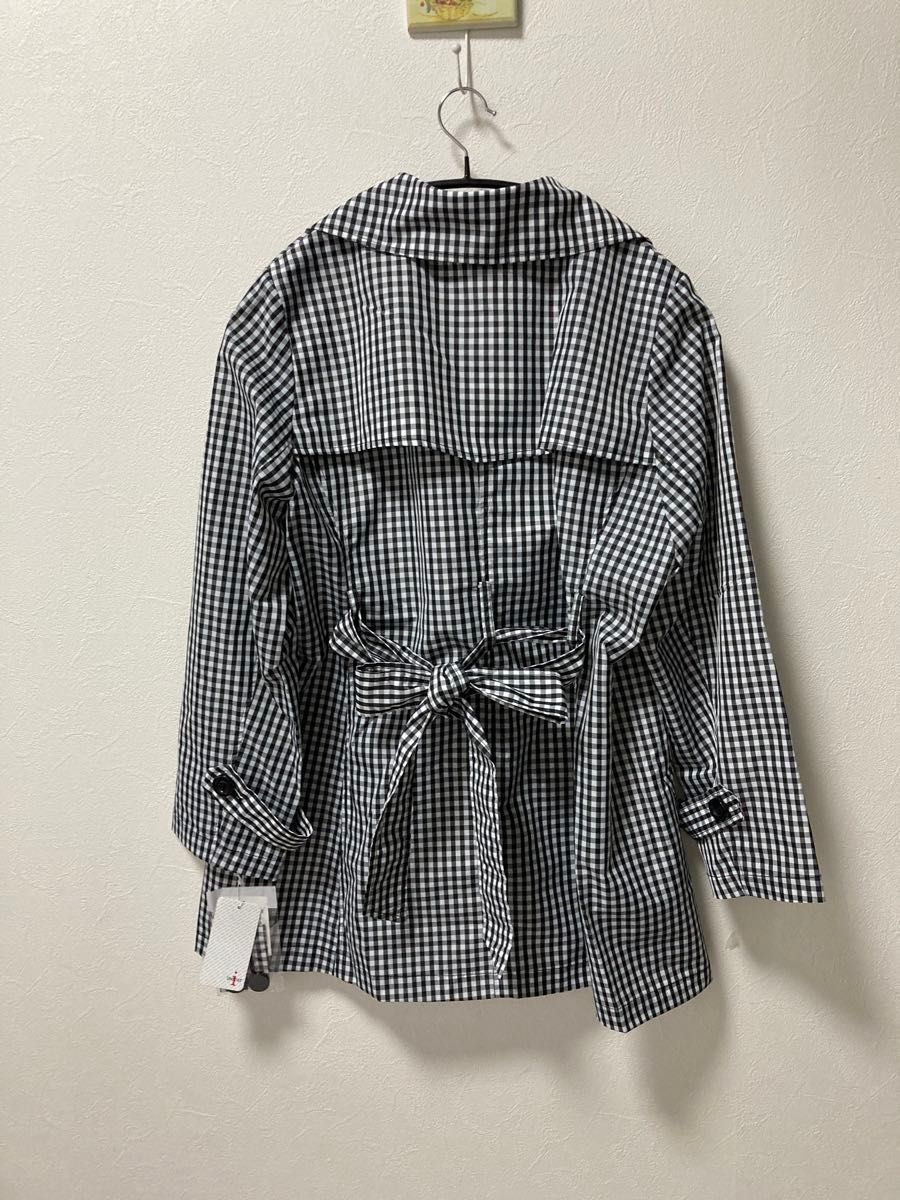 新品】【アイシーア】白黒ギンガムチェックトレンチコート 最 新品】【アイシーア】白黒ギンガムチェックトレンチコート 最