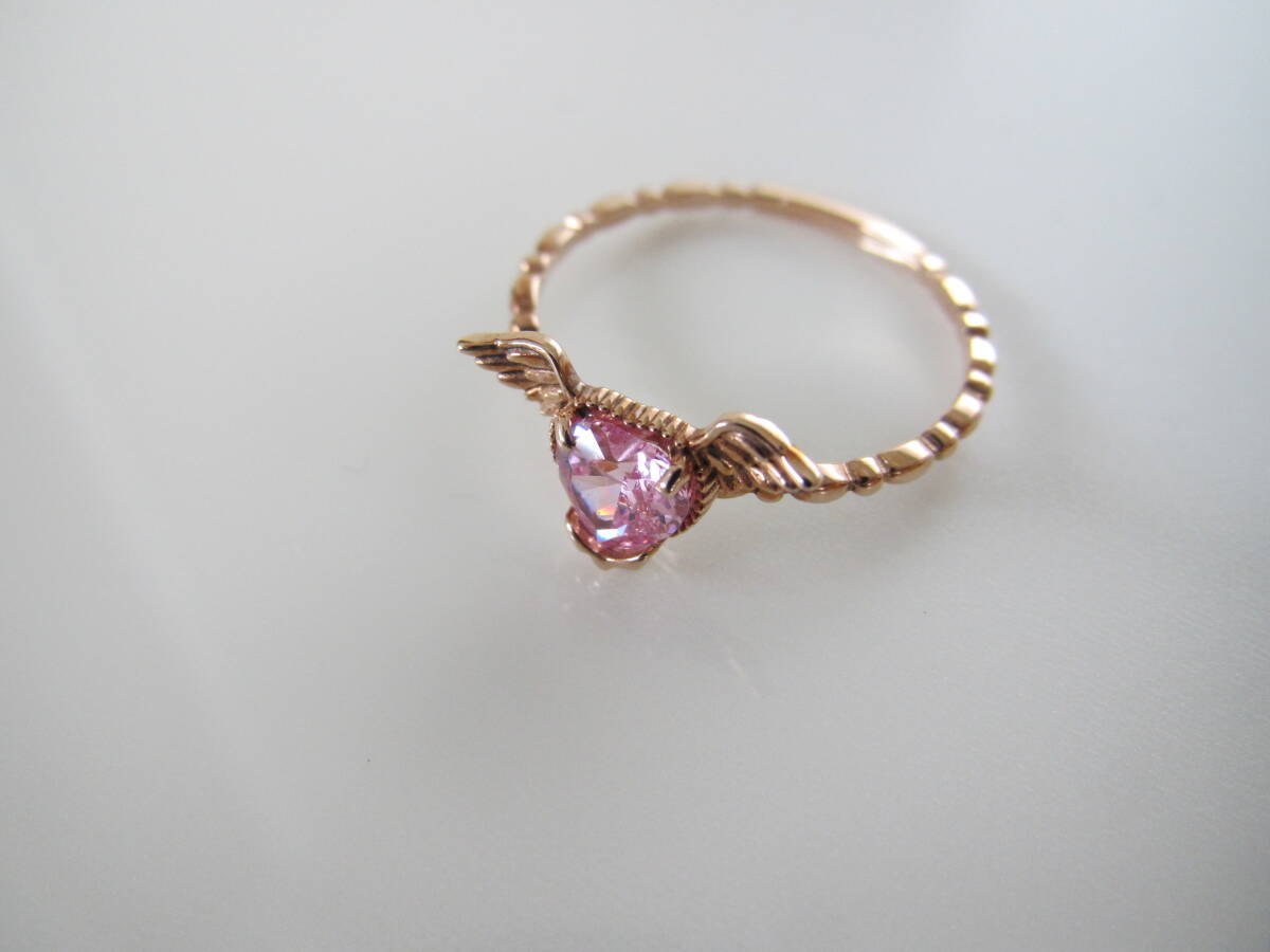 *Q-potmeruti Angel Heart ring K10 pink gold beautiful goods!