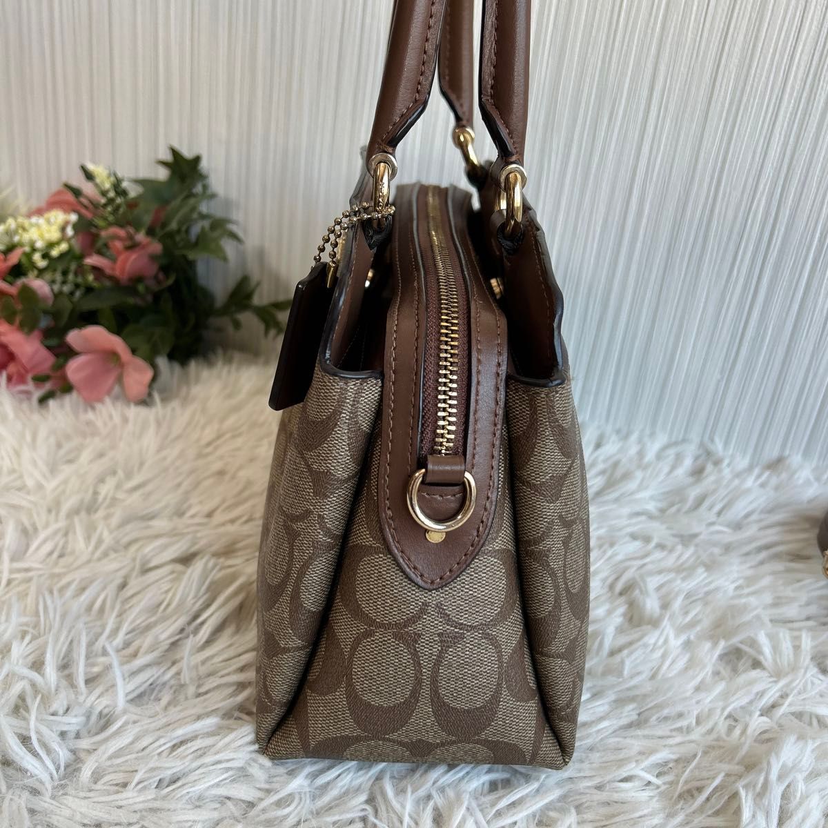 COACH 2way ハンドバッグ　ショルダーバッグ　シグネチャー　PVCレザー