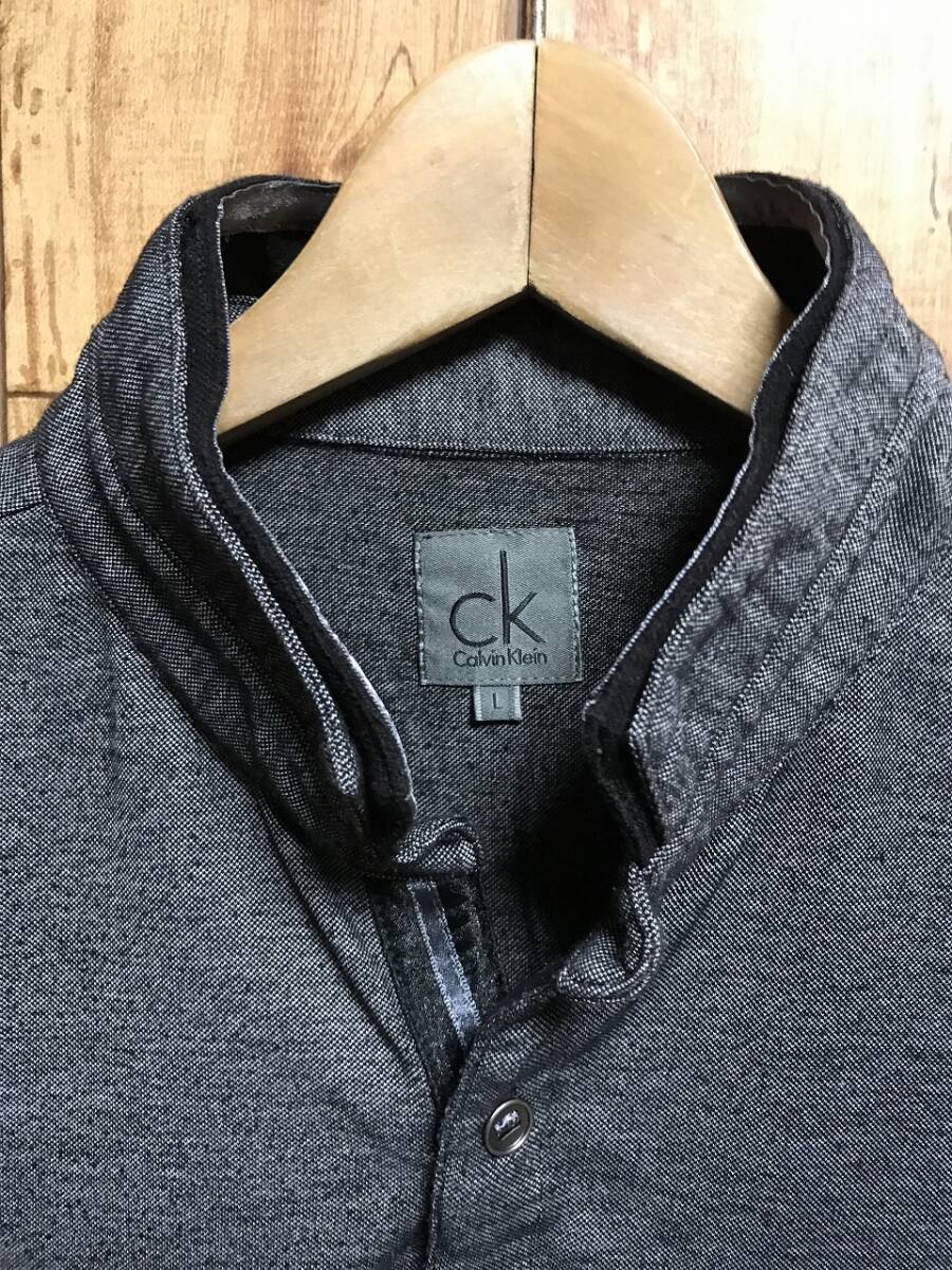  free postage!CK Calvin Klein! polo-shirt * dark gray series *L