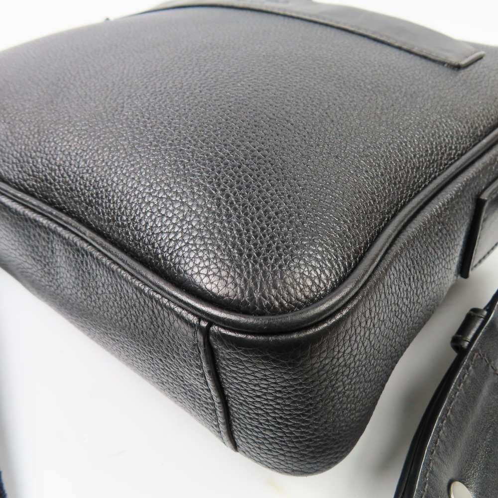 41591*1 jpy start *PRADA Prada middle ultimate beautiful goods Logo diagonal ..OK 2VH011 shoulder bag leather black 