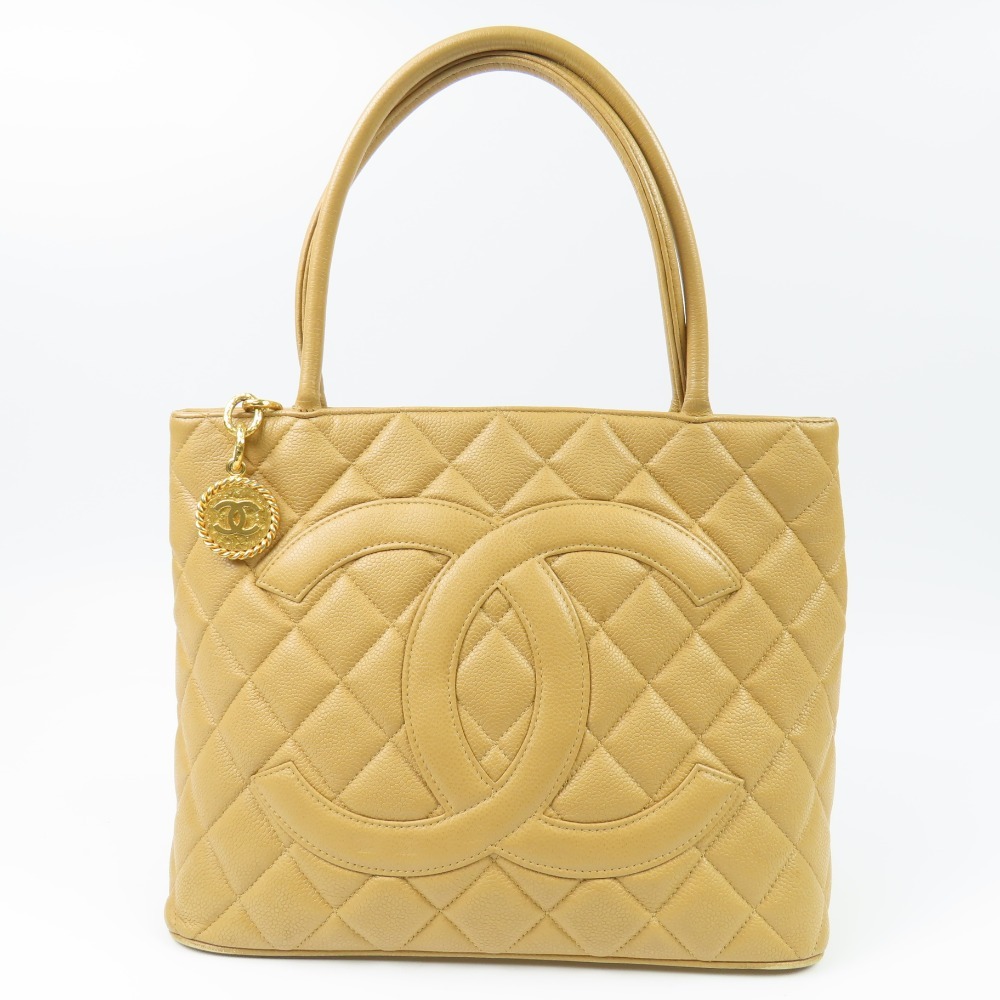 41934★1円スタート★CHANEL シャネル 外美品 復刻トート デカココマーク G金具 ヴィンテージ ショルダーバッグ キャビアスキン ベージュ_画像1